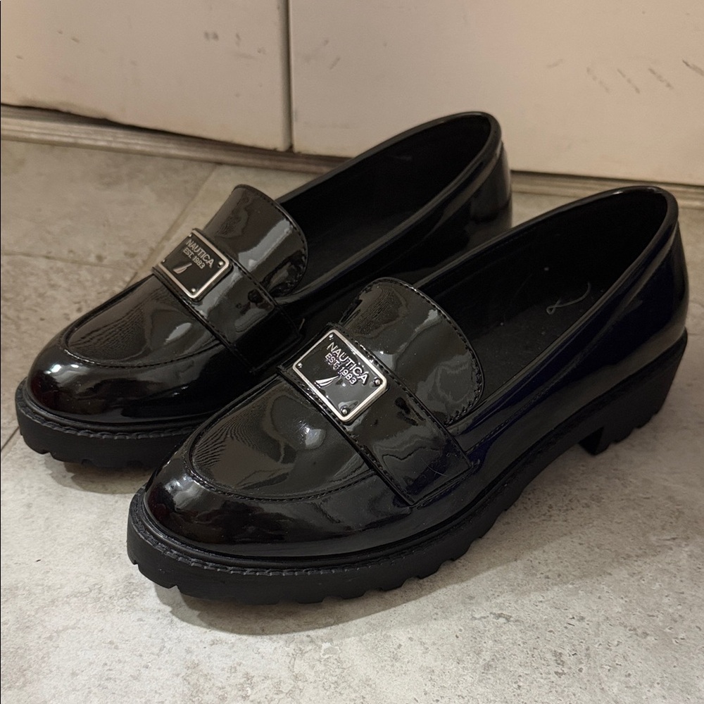 Nautica Shiny Black Loafers #058